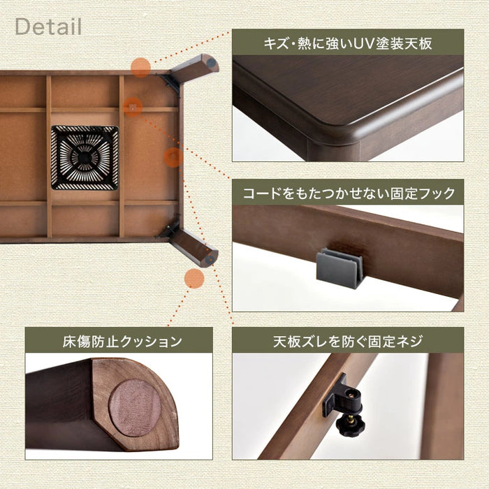 ［80×80cm］ダイニングこたつ 2点セット テーブル 掛け布団 速暖2秒 600Wハロゲンヒーター 正方形 手元コントローラー 高脚 〔86020035〕
