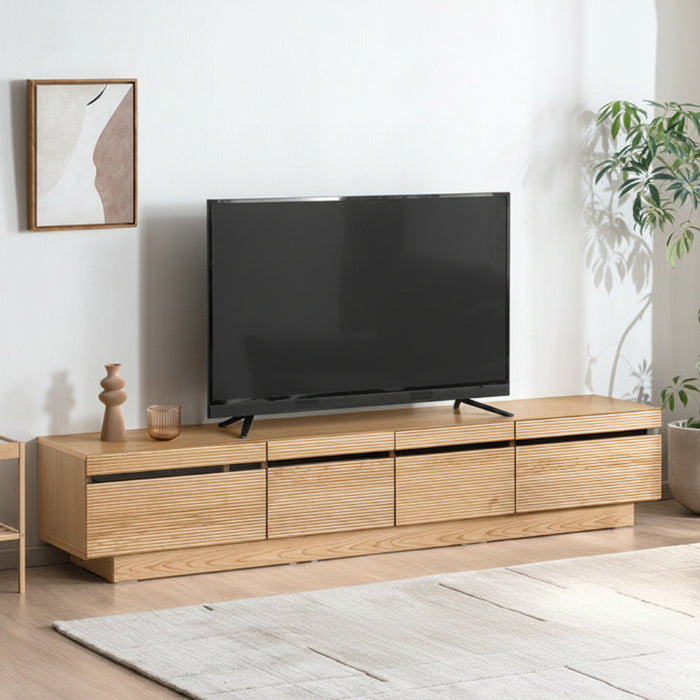 ［幅210cm］テレビ台 完成品 アッシュ 木製 北欧 ロータイプ キャビネット テレビボード【搬入設置込み】【超大型商品】〔99901212〕