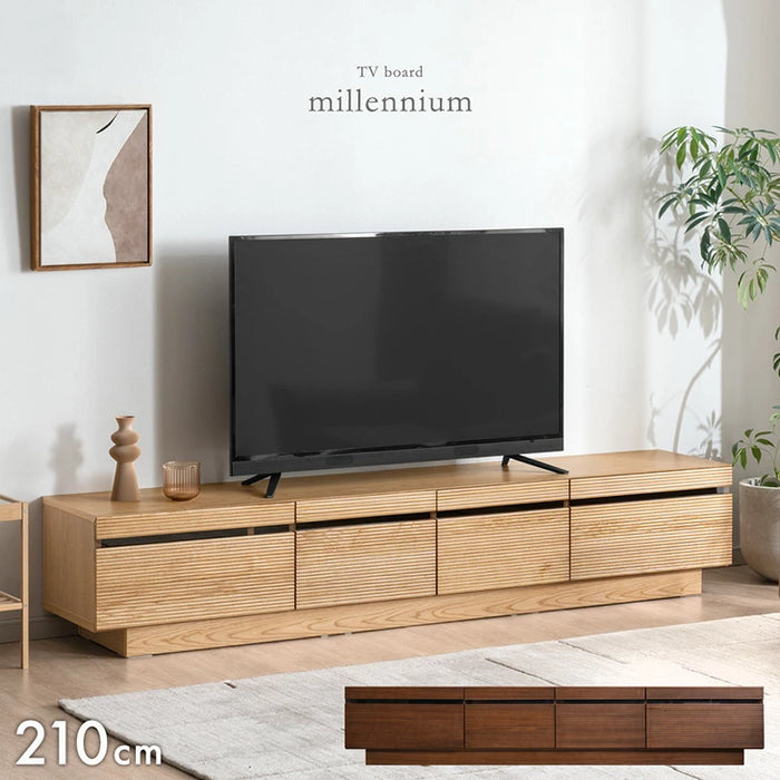 ［幅210cm］テレビ台 完成品 アッシュ 木製 北欧 ロータイプ キャビネット テレビボード【搬入設置込み】【超大型商品】〔99901212〕