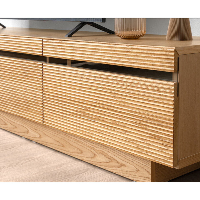 ［幅210cm］テレビ台 完成品 アッシュ 木製 北欧 ロータイプ キャビネット テレビボード【搬入設置込み】【超大型商品】〔99901212〕