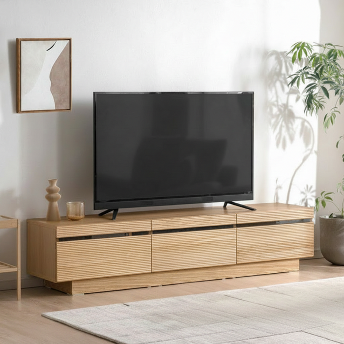 ［幅180cm］テレビ台 完成品 アッシュ 木製 北欧 ロータイプ キャビネット テレビボード【超大型商品】〔71020060〕