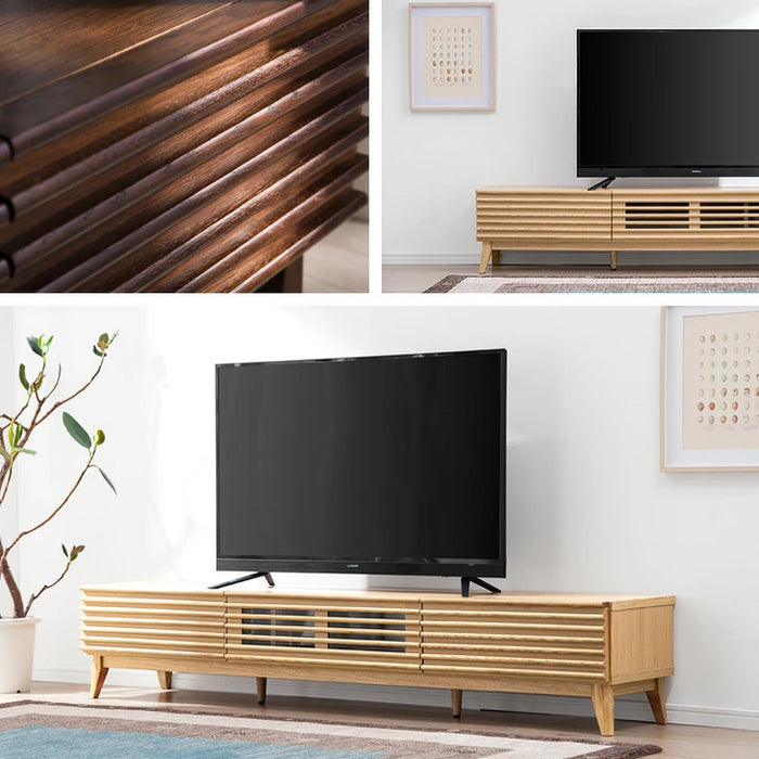 [幅200cm] テレビ台完成品 アッシュ 無垢材 おしゃれ 天然木 ウォールナット デザイン【超大型商品】 〔71020083〕