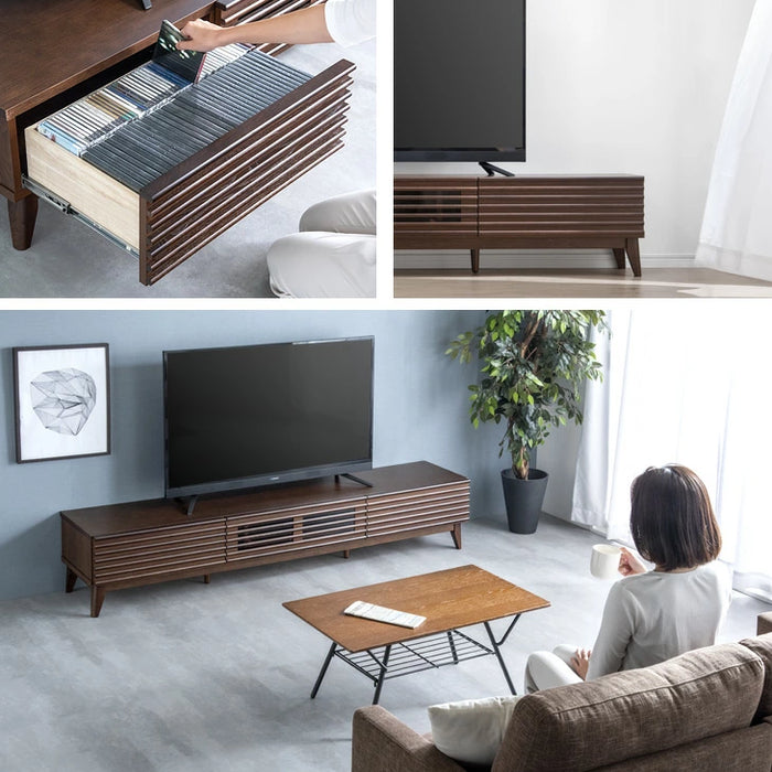 [幅200cm] テレビ台完成品 アッシュ 無垢材 おしゃれ 天然木 ウォールナット デザイン【超大型商品】 〔71020083〕