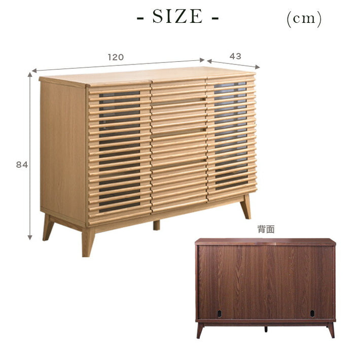［幅120cm］天然木 サイドボード 完成品 キャビネット 木製 北欧【超大型商品】〔71020114〕
