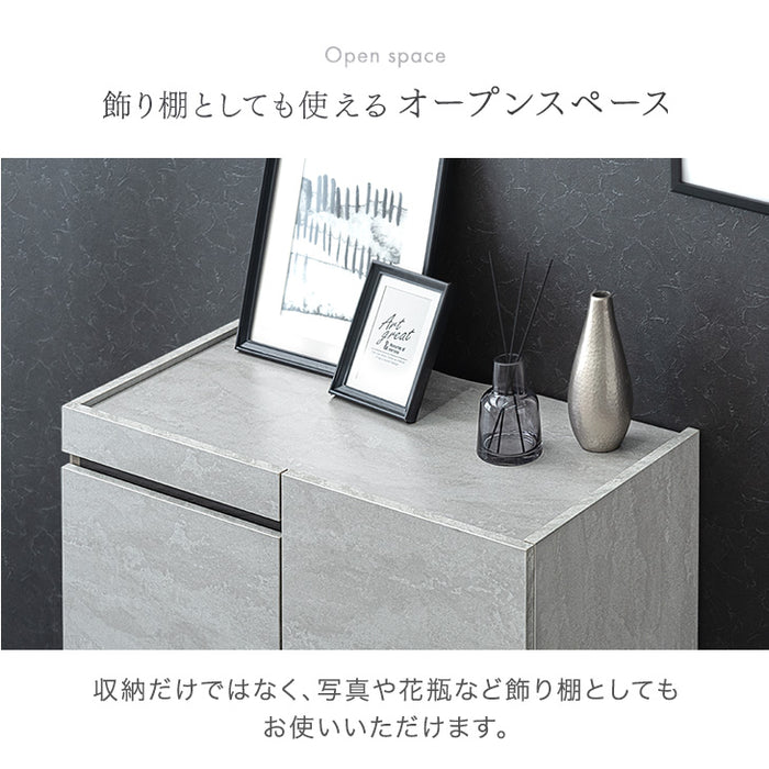 ［幅80cm］ストーン調 サイドボード 完成品 キャビネット チェスト 北欧 収納 飾り棚 脚付き 木製【超大型商品】〔71050009〕