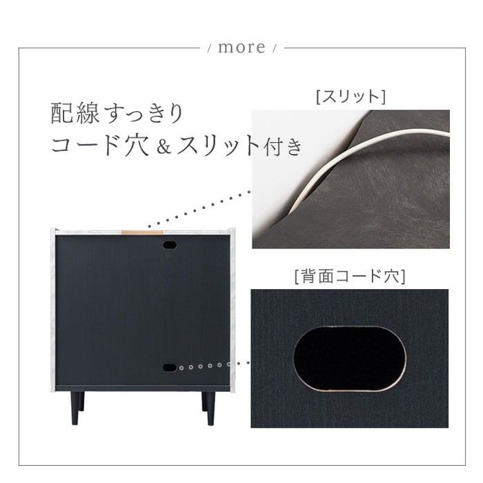 ［幅80cm］ストーン調 サイドボード 完成品 キャビネット チェスト 北欧 収納 飾り棚 脚付き 木製【超大型商品】〔71050009〕