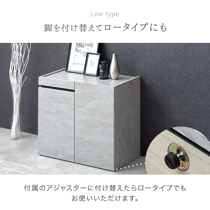 ［幅80cm］ストーン調 サイドボード 完成品 キャビネット チェスト 北欧 収納 飾り棚 脚付き 木製【超大型商品】〔71050009〕