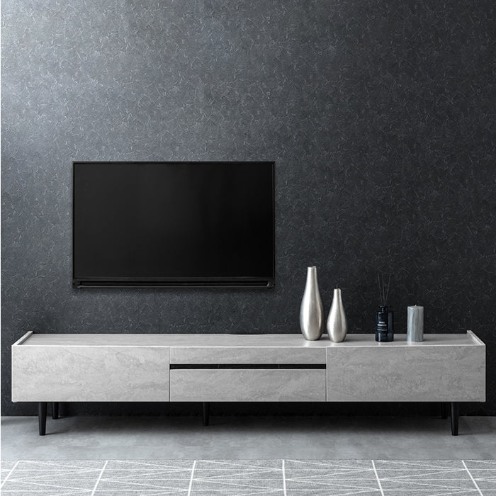 ［幅200cm］テレビ台  完成品 テレビボード 50型 ストーン調 TV台 ローボード【超大型商品】〔71050010〕