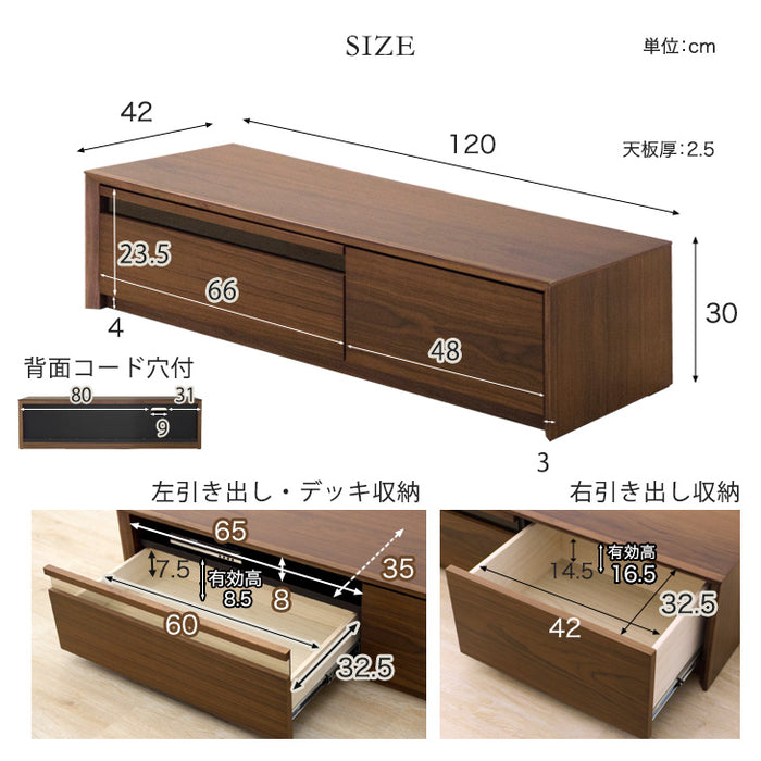 [幅120] 天然木 テレビボード 完成品 収納 木製 テレビボード ローボード テレビラック【超大型商品】〔71050013〕