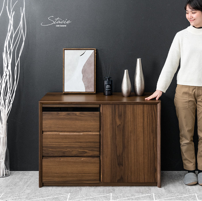 [幅100] サイドボード  完成品 キャビネット チェスト サイドチェスト 収納 飾り棚 扉付き 引き出し【超大型商品】〔71050014〕