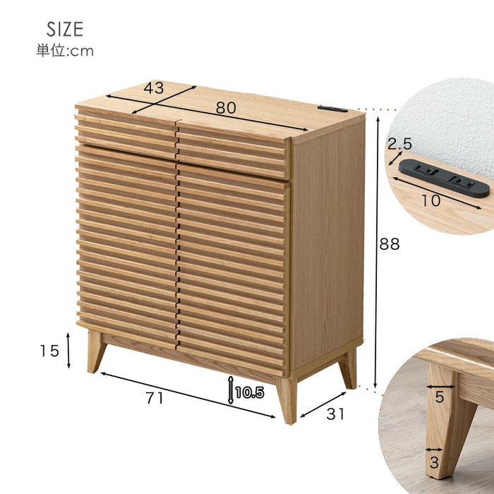[幅80] チェスト 完成品 サイドボード 天然木 キャビネット 収納家具 リビング収納 北欧【超大型商品】〔71050017〕