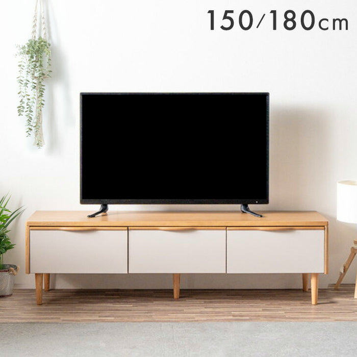 ［幅150］テレビ台 完成品 天然木 脚付き 引き出し 北欧 木製 テレビラック【超大型商品】〔71050029〕