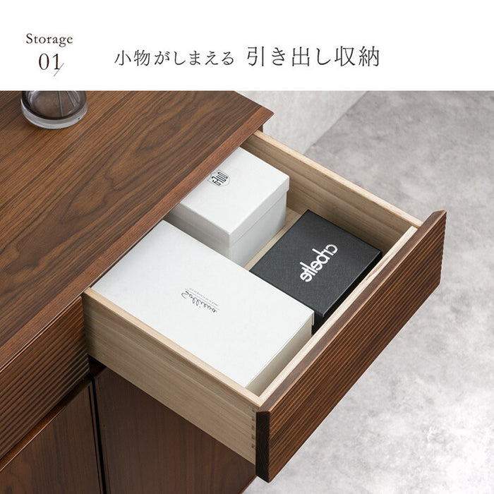［幅80］サイドボード 完成品 天然木 アッシュ 無垢 引き出し キャビネット 木製 北欧【超大型商品】〔71050036〕