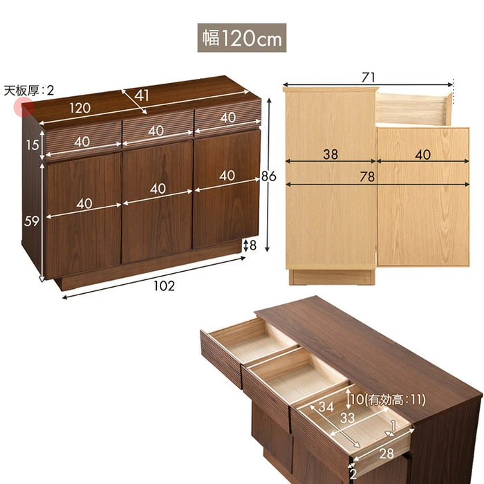 ［幅80］サイドボード 完成品 天然木 アッシュ 無垢 引き出し キャビネット 木製 北欧【超大型商品】〔71050036〕