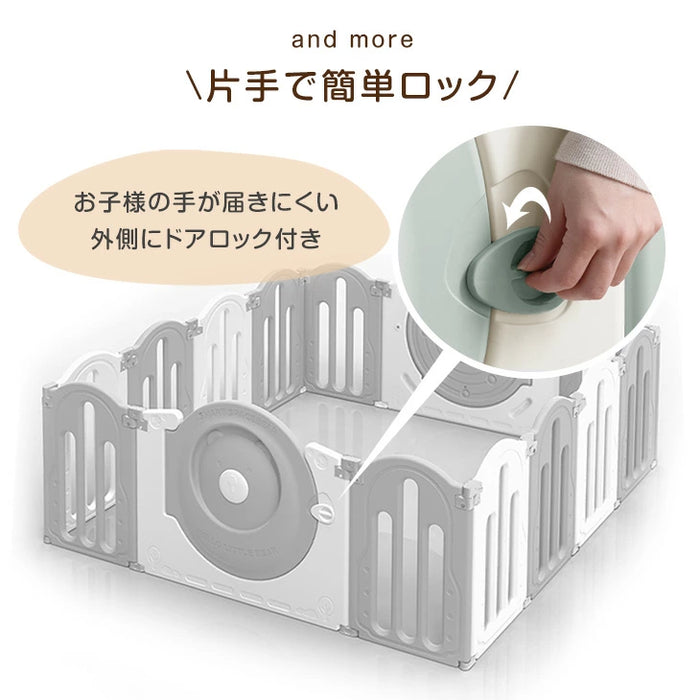 2ドア ベビーサークル 折りたたみ 可愛いクマさん扉付き ハイタイプ 完成品 滑り止め付 ジョイント式〔72500005〕
