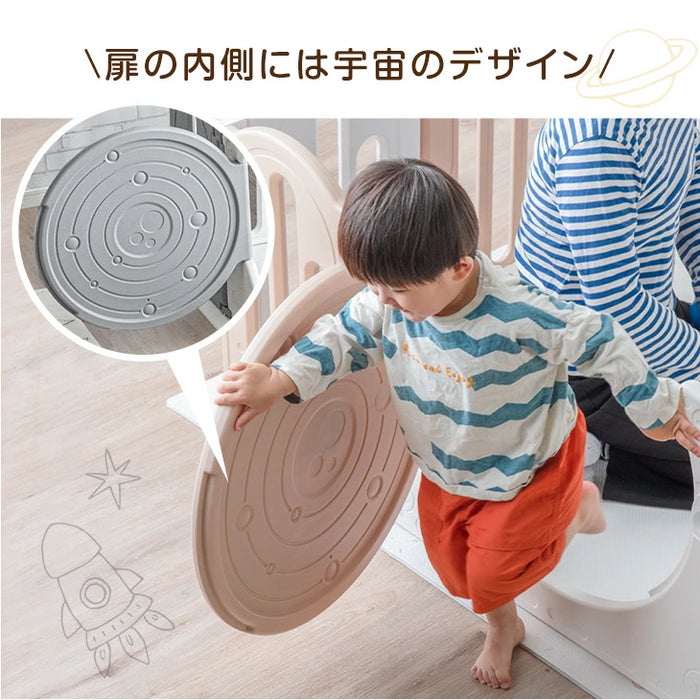 2ドア ベビーサークル 折りたたみ 可愛いクマさん扉付き ハイタイプ 完成品 滑り止め付 ジョイント式〔72500005〕