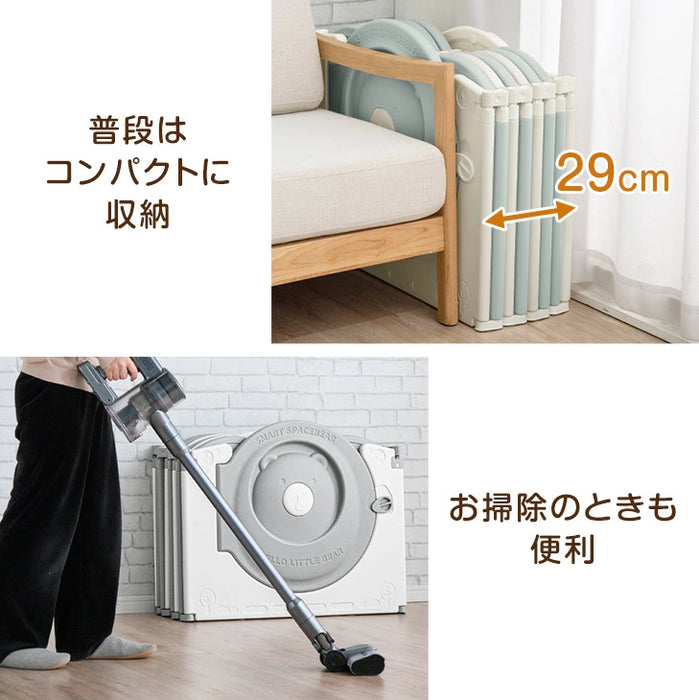 2ドア ベビーサークル 折りたたみ 可愛いクマさん扉付き ハイタイプ 完成品 滑り止め付 ジョイント式〔72500005〕