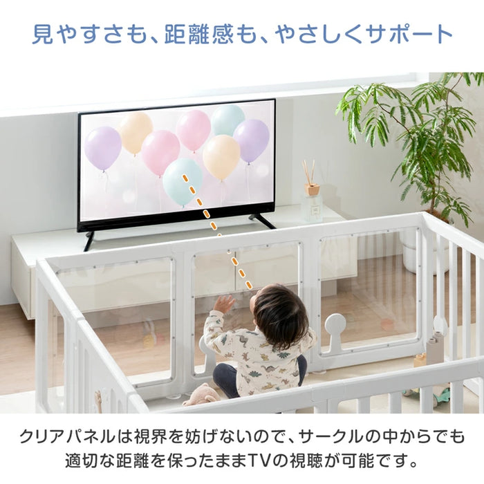 ［160×200］クリア ベビーサークル ハイタイプ 可愛いキリンさん扉 滑り止め付 ジョイント式 扉付き〔72500010〕