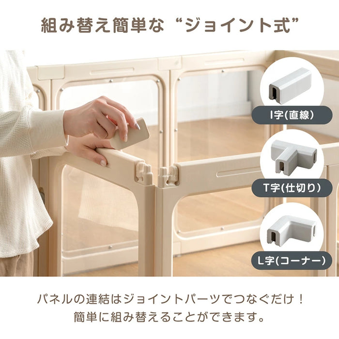 ［12枚］愛犬と目が合う クリア ペットサークル 組み替え 2ドア ドア付き 透明 ケージ ペットケージ 正方形〔72500015〕