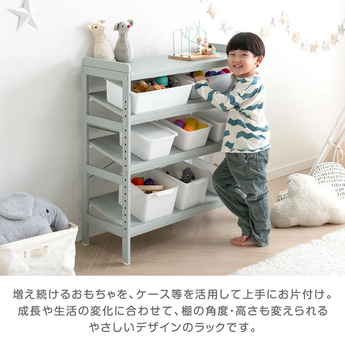 ［幅80］現役ママが考えた キッズラック 高さ20段階調整 角度3段階 スチールタイプ 子供部屋 おもちゃ収納 ラック〔72600072〕