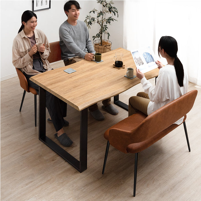 ［幅140］4人掛け ダイニングテーブル3点セット ダイニングベンチ ヴィンテージ レザー調【超大型商品】〔72610009〕