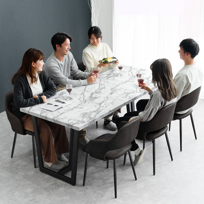 ［幅180cm］ダイニングテーブル 単品 6人掛け ストーン調 大理石調 長方形 おしゃれ【超大型商品】〔72600056〕