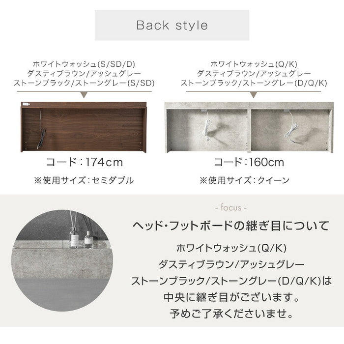 ［キング］USB・2コンセント&スマホスタンド付 ローベッド フレームのみ コンセント すのこ フレーム 木製 宮付き〔73400144〕