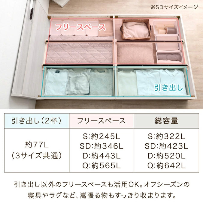 [ダブル] 収納付きベッド ポケットコイルマットレス付き スマホスタンド＆USB・コンセント付き おしゃれ〔73400028〕