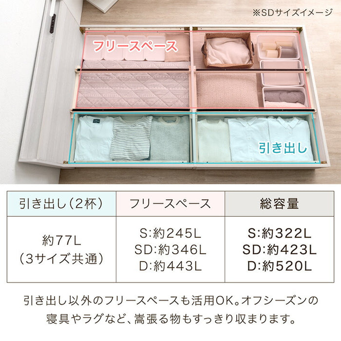 [クイーン] マットレス付 収納ベッド スマホスタンド＆USB・コンセント付き 4Dメッシュ ポケットコイルマットレス〔73400254〕