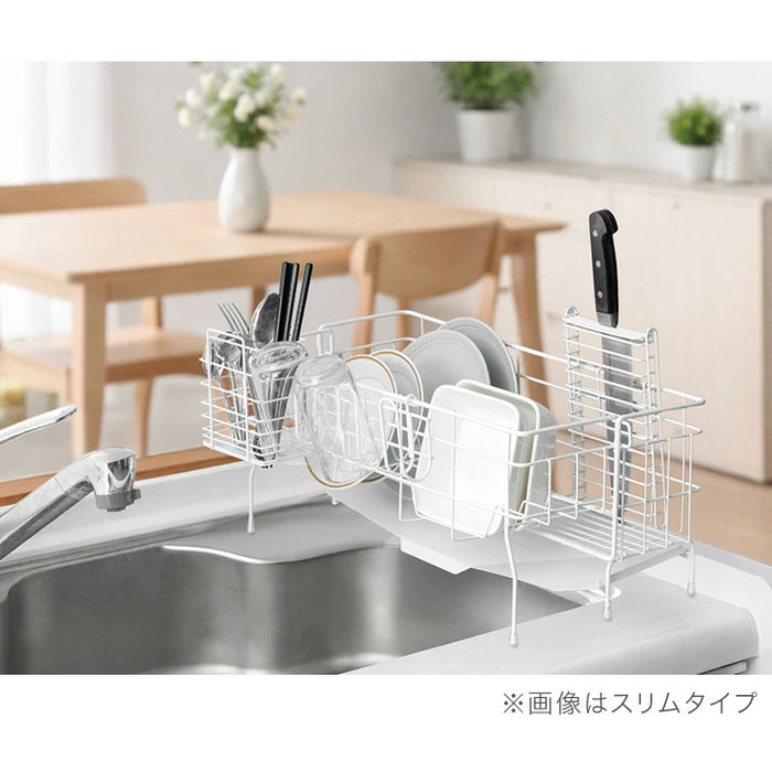 ［スリム］＜水垢が目立ちにくいエンボス加工＞ ステンレス 伸縮式 水切りラック 調整可能〔74100137〕