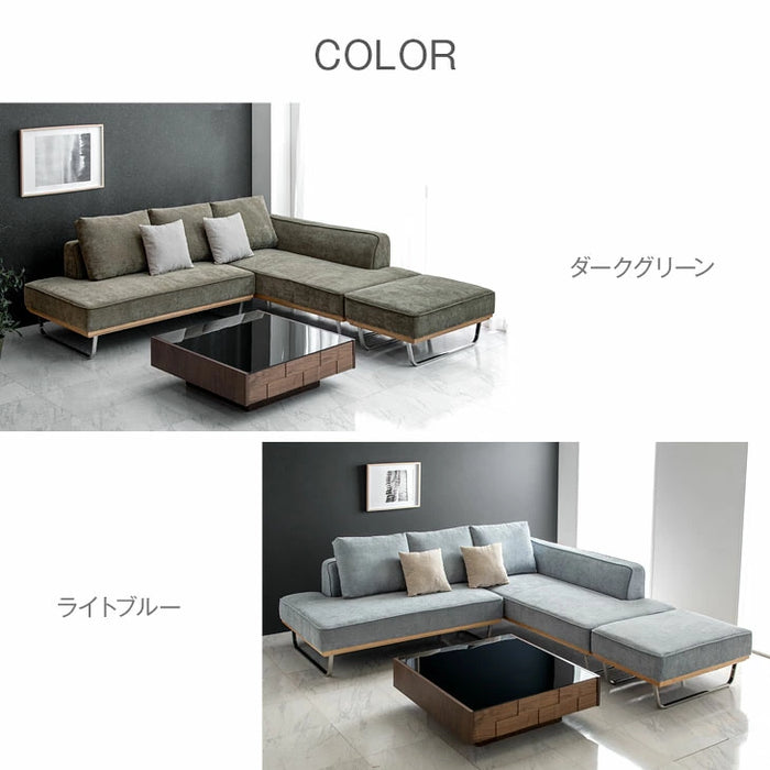 4人掛け コーデュロイソファ カウチソファ  L字 コーナーソファ【搬入設置込み】【超大型商品】〔99901196〕