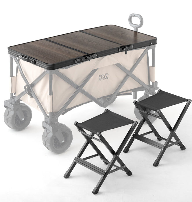 置くだけでワゴンがテーブルに！ 当店100Lキャリーワゴン専用 テーブルトップ & チェア 2脚セット 【商品番号：45600000専用】〔75200040〕