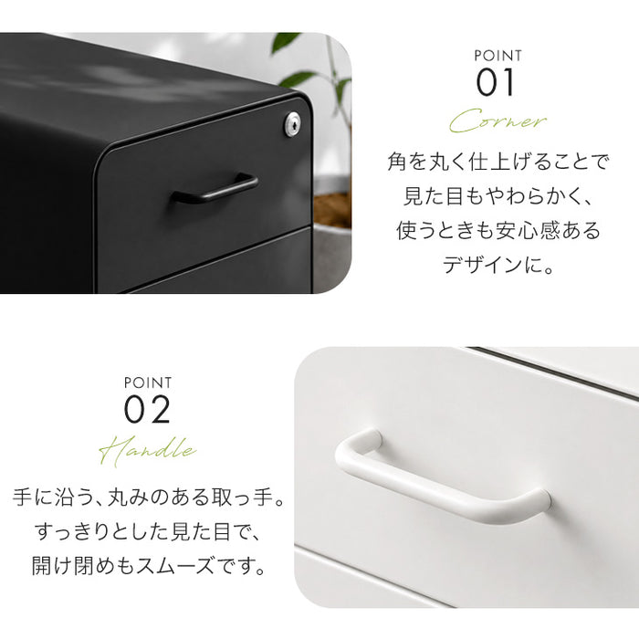 【新発売記念プライス】［個人のお客様］スリム デスクワゴン 3段 キャスター付き 完成品 鍵付き 全段フルオープン〔77400028a〕