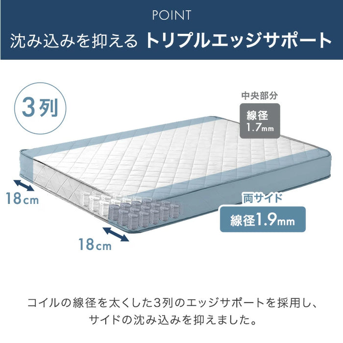 ［シングル］ポケットコイルマットレス 20cm トリプルエッジサポート〔77500119〕