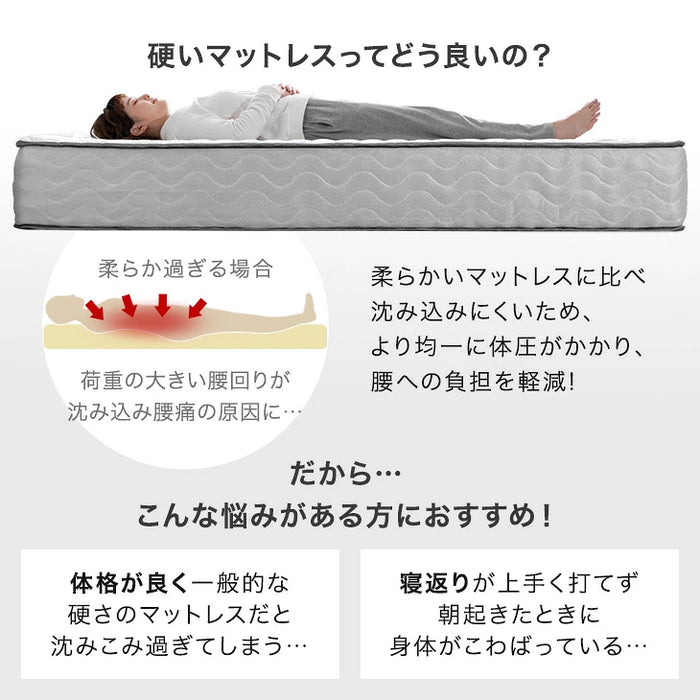［シングル］スーパーハード ポケットコイル マットレス 極厚25cm 体圧分散 メッシュ 通気性 高反発 硬め 厚め〔77500124〕