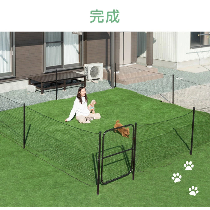 ［長さ8m］ドッグランセット 穴あけ器付属 ドア付き 折りたたみ 組み換え可能 屋外 ペット用〔79400000〕
