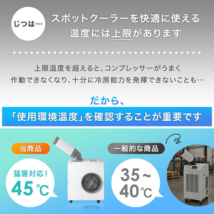 猛暑対応! 業務用スポットクーラー 小型 リモコン付き 100v ポータブルクーラー 冷風機  工事不要 室内 屋外 熱中症対策〔79700012〕