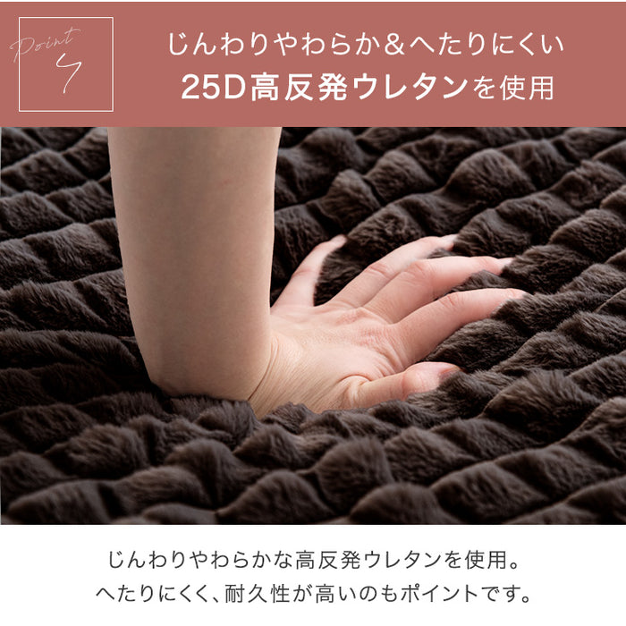 ［130×185］新素材“エアロゲルα” 超極厚60mm ふわもこ ラグ 滑り止め付 抗菌 防臭 防ダニ ホットカーペット対応 高反発 おしゃれ かわいい mocoair〔80100125〕