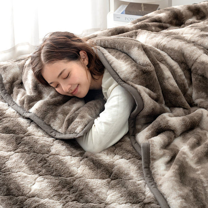 ≪TVで紹介≫[ハーフ] もはや、ねこ。 2枚合わせ 洗える 掛け毛布 ブランケット 綿入り毛布  あったか  冬用 厚手 猫の手触り 可愛い〔80100306〕
