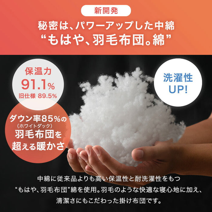 ［シングル］もはや、羽毛。洗える 掛け布団 防ダニ 洗濯ネット付き 暖かい 人工ダウン 人工羽毛〔80100181〕
