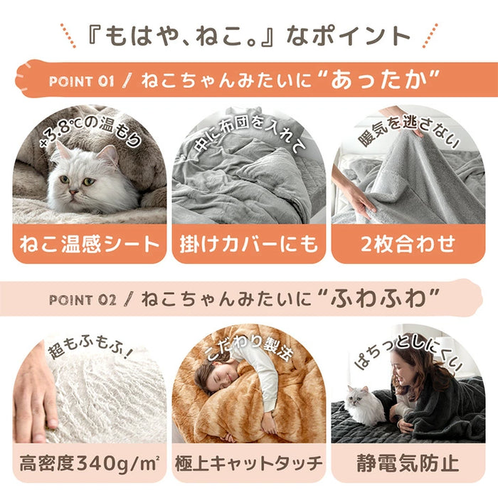 [シングル] もはや、ねこ。カバーになる 毛布 洗える 二枚合わせ 掛け布団〔80100221〕