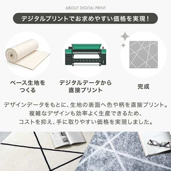 ［190×190］デザインラグ 洗える 滑り止め付 ウレタン ホットカーペット対応 シンプル 絨毯〔80100274〕
