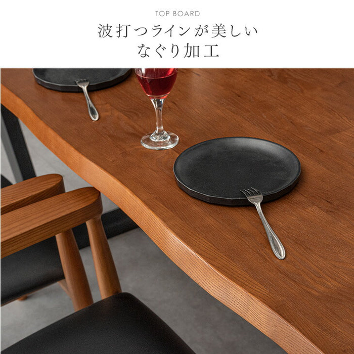 ［幅160］天然木 ダイニングテーブル 単品 4人掛け 長方形 木製 北欧 黒脚【搬入設置込み】【超大型商品】〔99901140〕