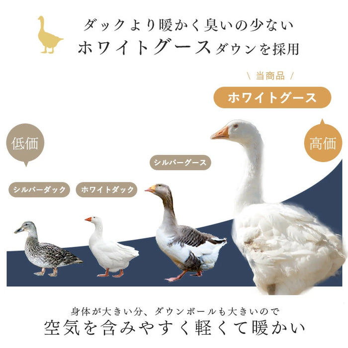 [セミダブル] コインランドリーで洗える羽毛布団 ホワイトグースダウン93％ CILゴールドラベル 36マス立体キルト 400dp以上 かさ高165mm以上 7年保証 日本製 ウォッシャブル〔39100154〕