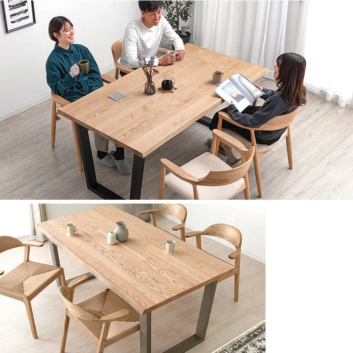 ［幅160］天然木 ダイニングテーブル 単品 4人掛け 長方形 木製 北欧 黒脚【搬入設置込み】【超大型商品】〔99901140〕