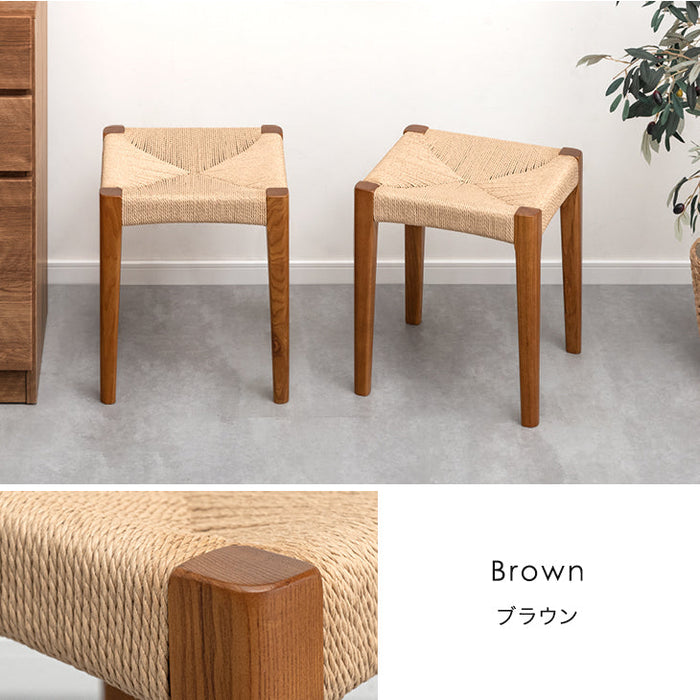 ［2脚セット］天然木アッシュ ダイニングチェア スツール 完成品 ペーパーコード スタッキング 木製〔80500069〕