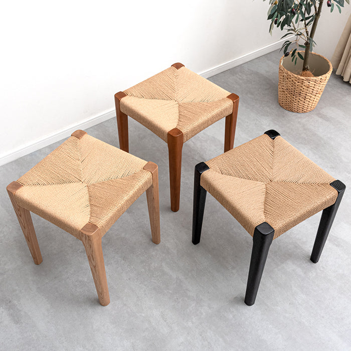 ［単脚］天然木アッシュ ダイニングチェア スツール 完成品 ペーパーコード スタッキング 木製〔80500040〕