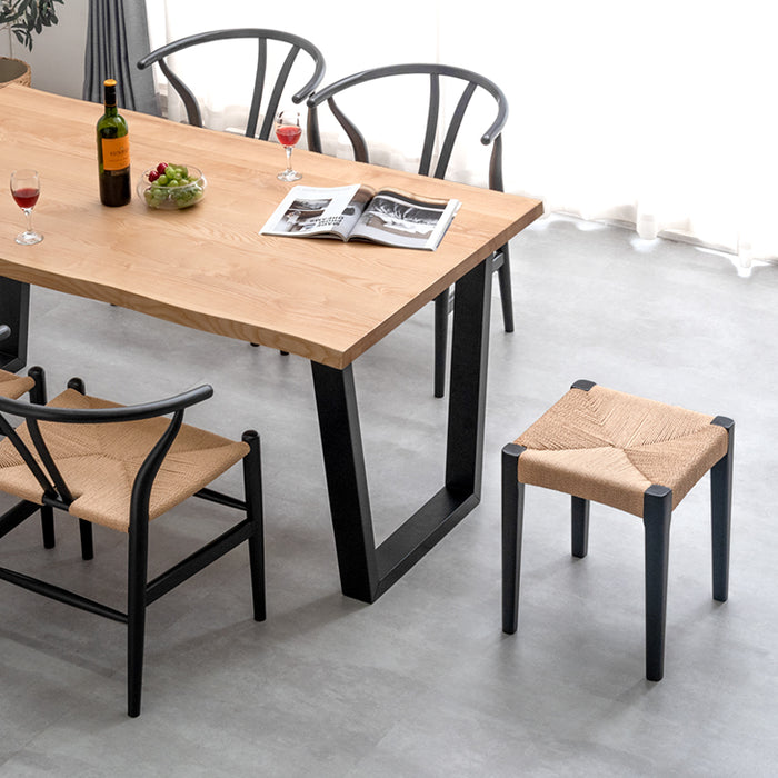 ［単脚］天然木アッシュ ダイニングチェア スツール 完成品 ペーパーコード スタッキング 木製〔80500040〕