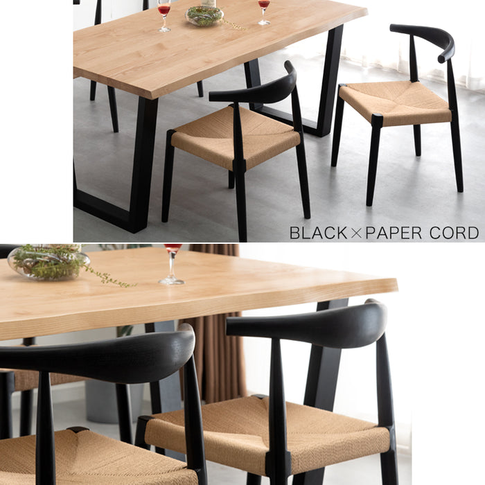 ≪選べる3タイプ≫［4脚セット］ダイニングチェア 天然木アッシュ 完成品 木製 天然木 ペーパーコード ファブリック PVC 椅子 チェア 食卓椅子〔80500041〕