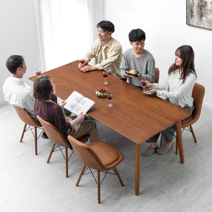 ［幅200］ダイニングテーブルセット 7点セット 6人掛け 天然木 アッシュ 長方形 北欧 レザー調 ダイニングチェア【玄関渡し】【超大型商品】〔99901170〕